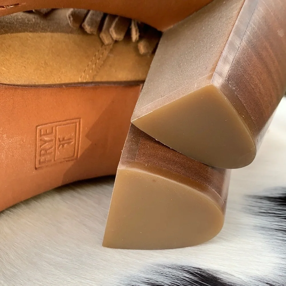 FRYE NEW ❤️ Llana Fringe Suede Leather Western Ankle Bootie Boots Size 8.5 - Picture 5 of 11